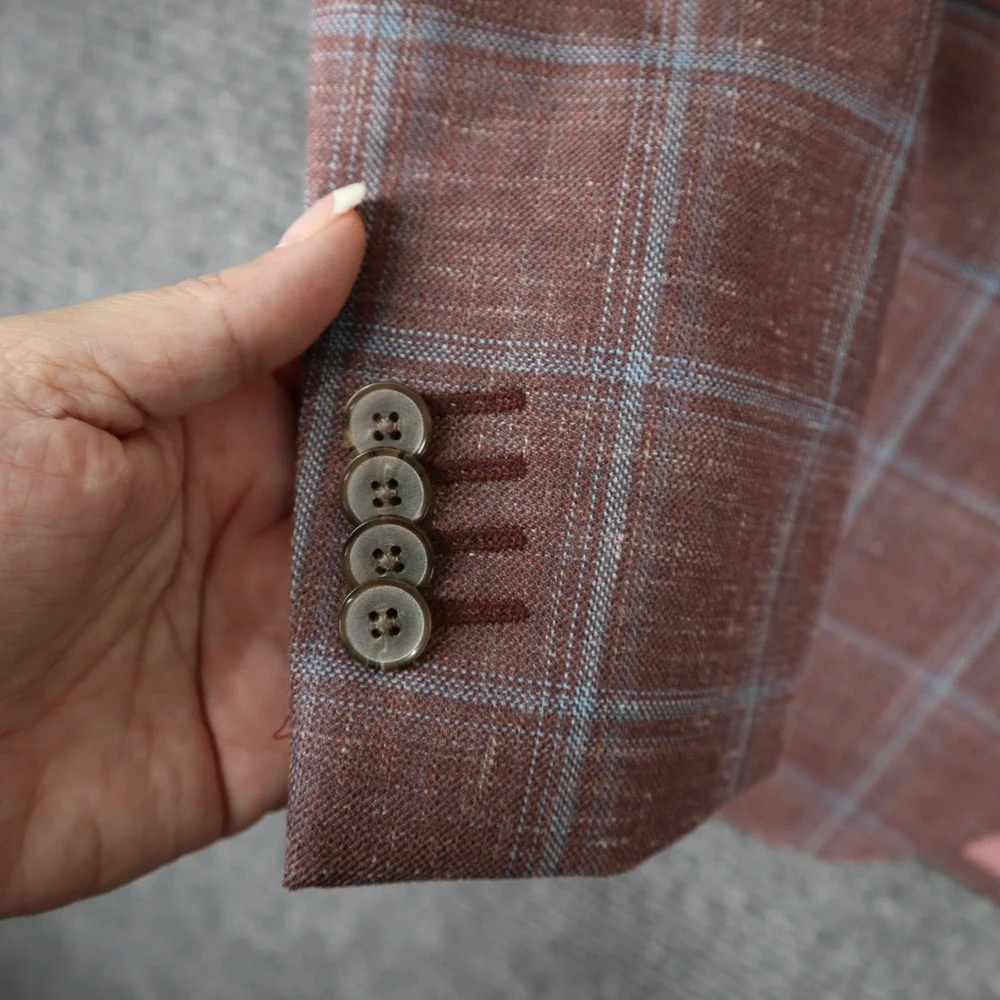 Joseph Abboud San Ildefonso Sport Coat Mens 40R Wool Silk Linen Windowpane Plaid